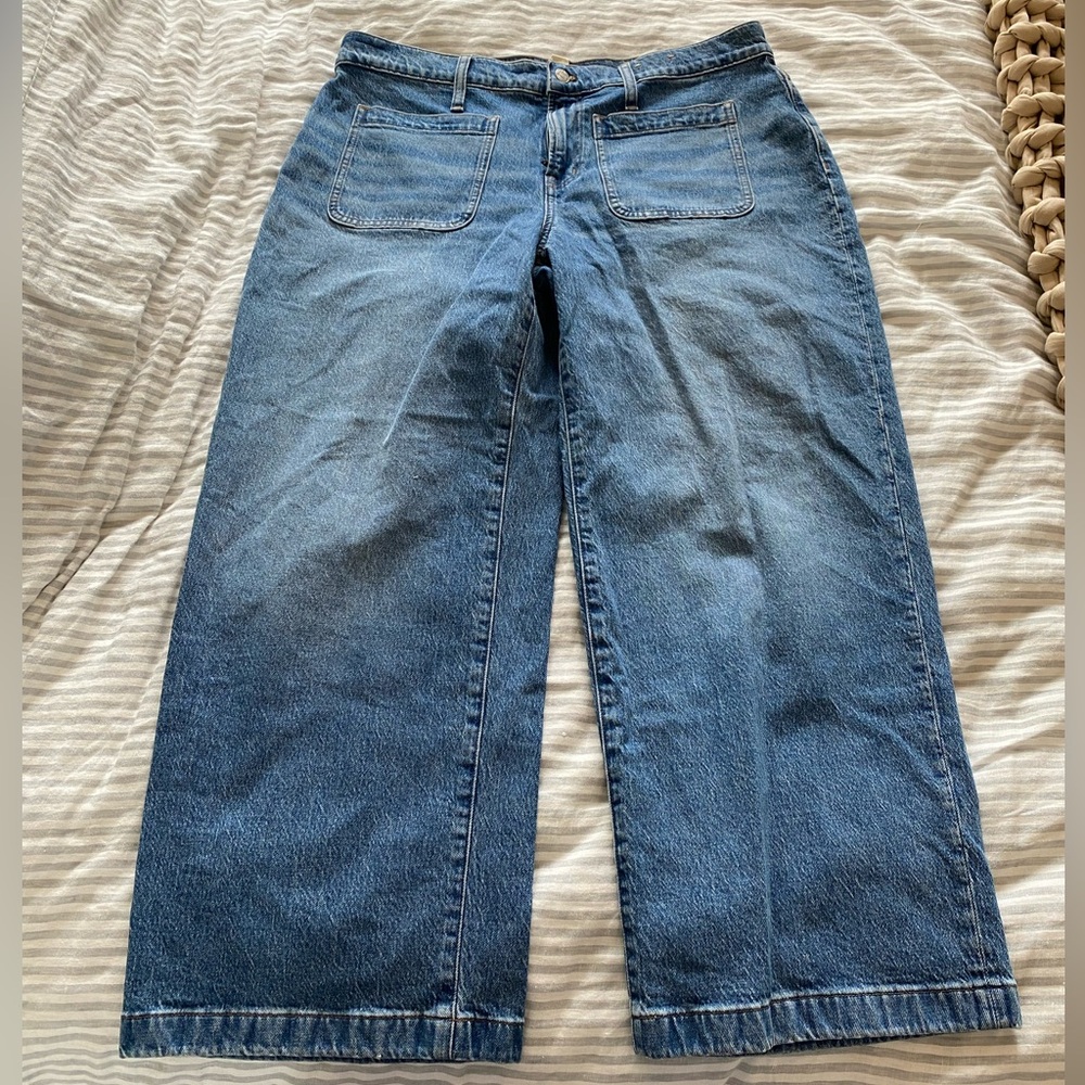 Madewell Wide-Leg Flare Jeans in Medium Blue Denim